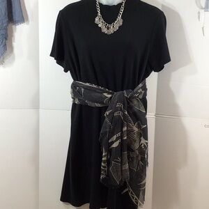 Nina Leonard black shift sweater dress